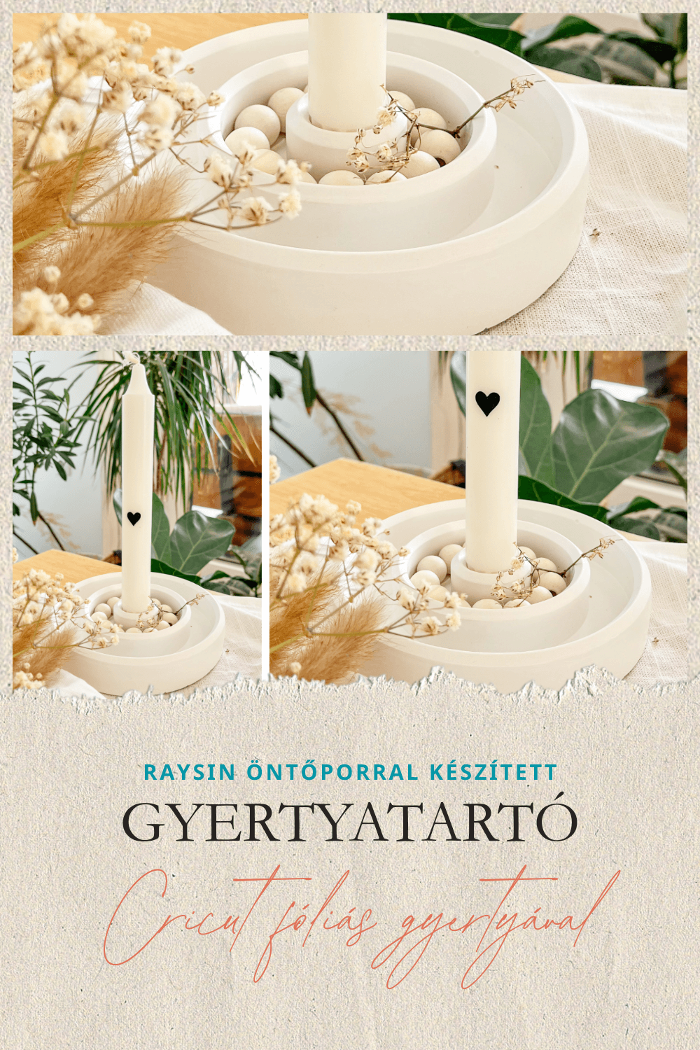 GYERTYATARTÓ KÉSZÍTÉS RAYSIN ÖNTŐPOR SEGÍTSÉGÉVEL CRICUT FÓLIÁVAL DÍSZÍTETT GYERTYÁVAL