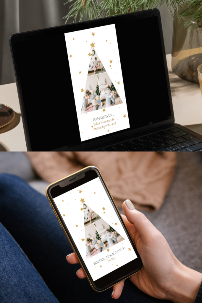 KARÁCSONYI CSALÁDI FOTÓZÁS KÉPEI EGY IDŐZÍTETT KARÁCSONYI ÜDVÖZLETBEN - CANVA ÚTMUTATÓ