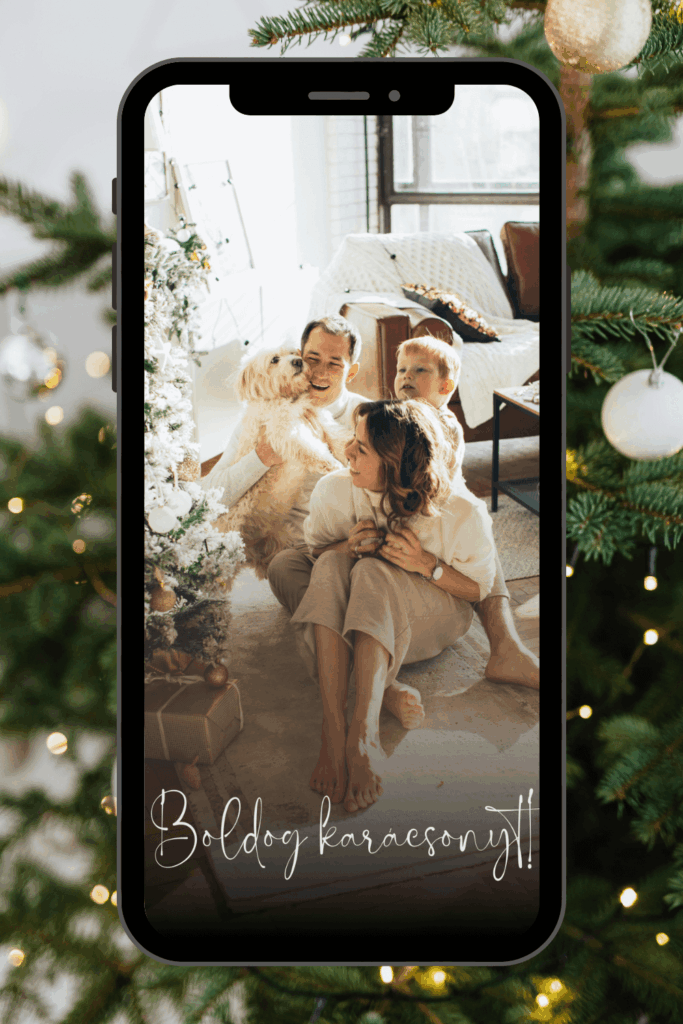 KARÁCSONYI KÉPESLAP MEGOSZTÁSA - Videós Canva sablon - elegáns