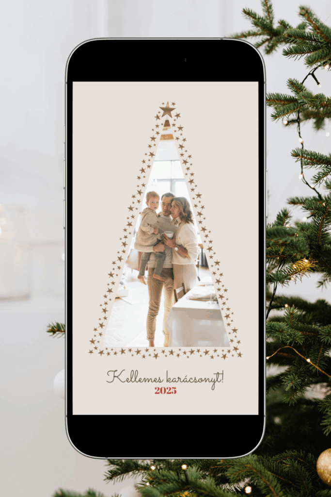 KARÁCSONYI KÉPESLAP MEGOSZTÁSA - Videós Canva sablon - fenyő