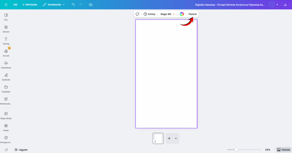 Karácsonyi képeslap - Canva szekresztés - Pozíció és rétegek