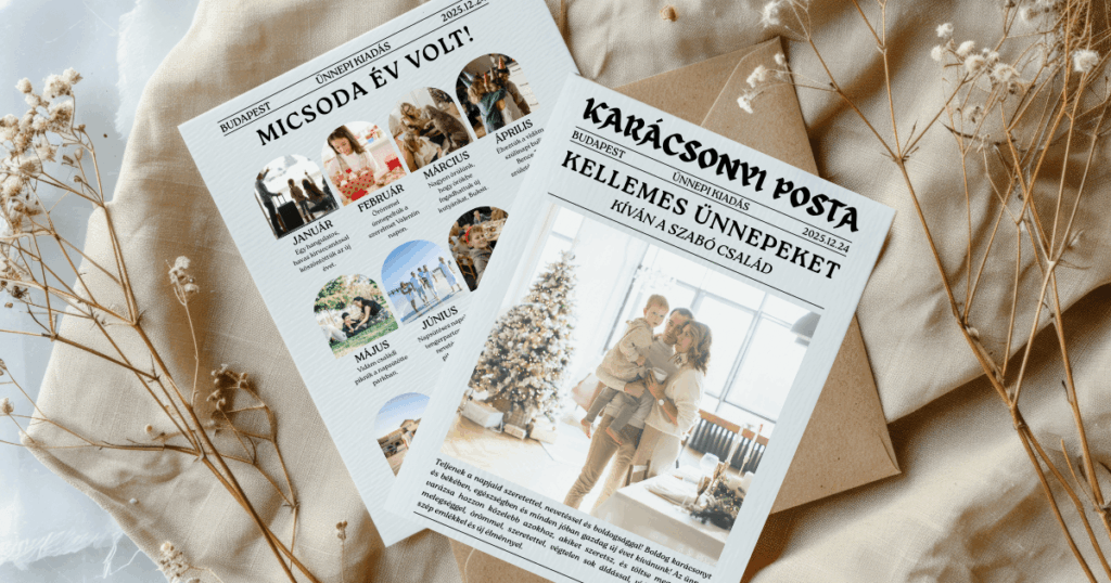 Nyomtatható karácsonyi posta - karácsonyi újság - ünnepi magazin - Canva sablon - Sudoku - Süti recept - Utazások