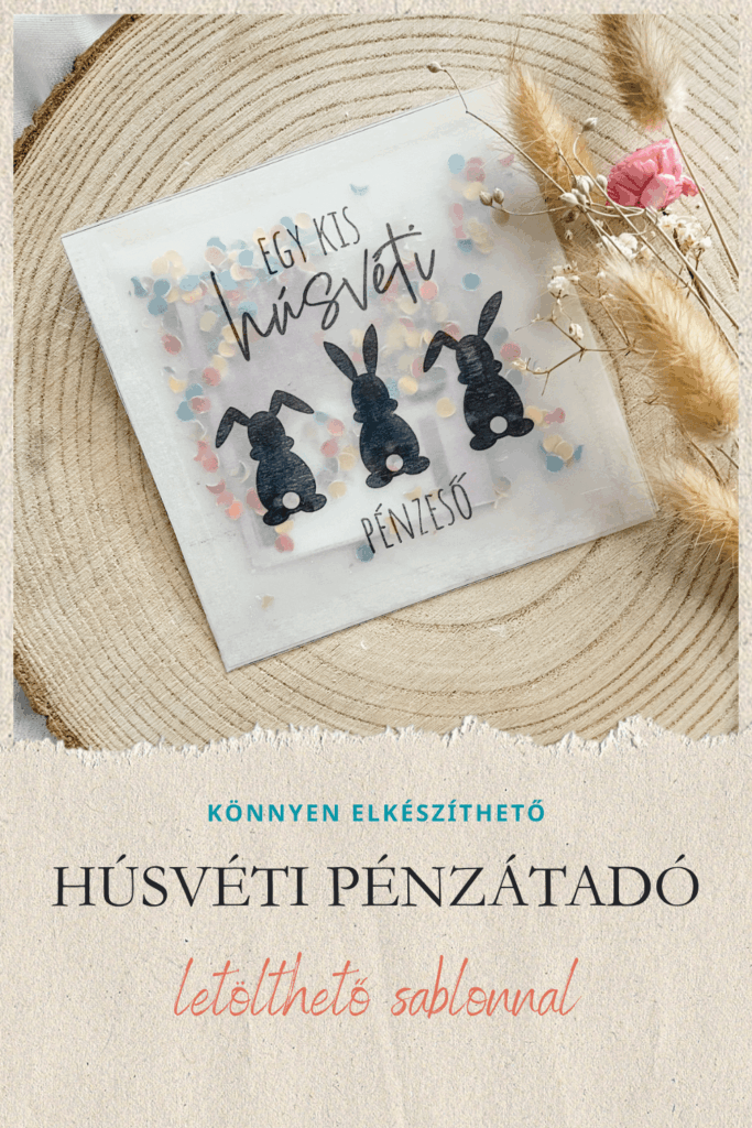 Húsvéti nyuszis pénzátadó képeslap sablon