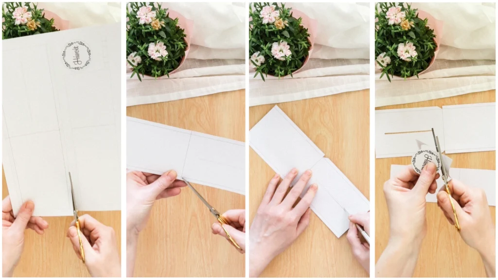 A képeslap sablon kivágása és előkészítése.