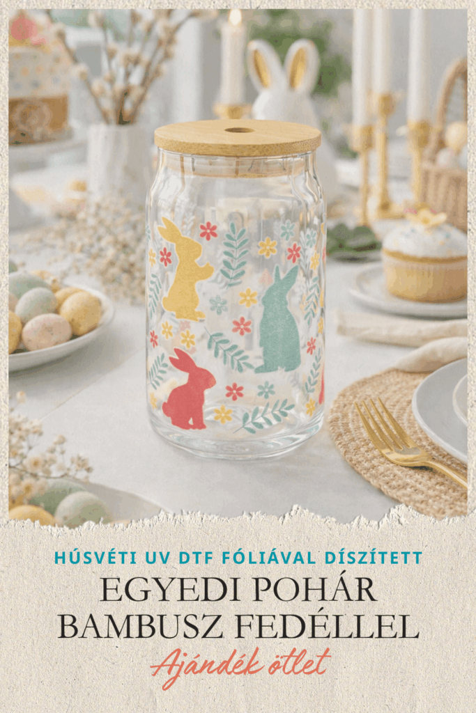 EGYEDI POHÁR KÉSZÍTÉS TAVASZI MINTÁS UV DTF FÓLIÁVAL – HÚSVÉTI AJÁNDÉK ÖTLET