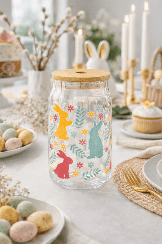 Egyedi pohár húsvéti UV DTF fóliával – apró, de hatásos húsvéti dekoráció ötlet