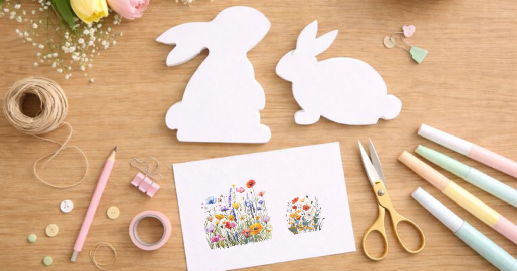 Eszközök és alapanyagok – nyuszi dekoráció fából UV DTF matricával