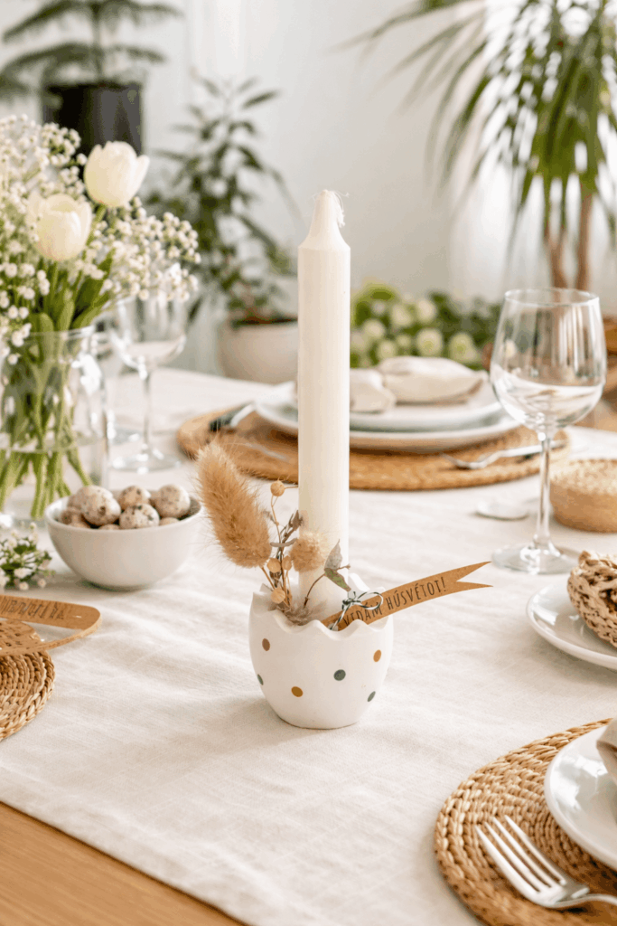 HÚSVÉTI ASZTALI DEKORÁCIÓ - TAVASZI TOJÁS GYERTYATARTÓ UV DTF MATRICÁVAL