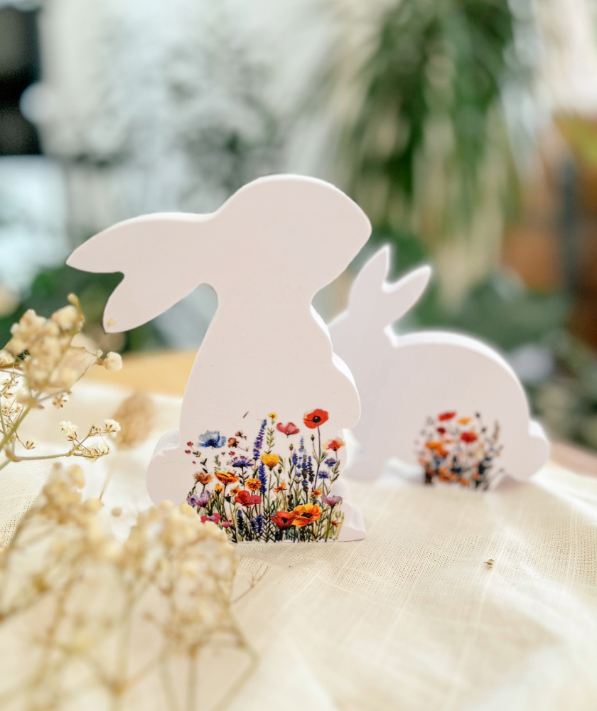 NYUSZI DEKORÁCIÓ FÁBÓL – UV DTF MATRICÁVAL DÍSZÍTETT HÚSVÉTI NYUSZI DEKORÁCIÓ HÁZILAG