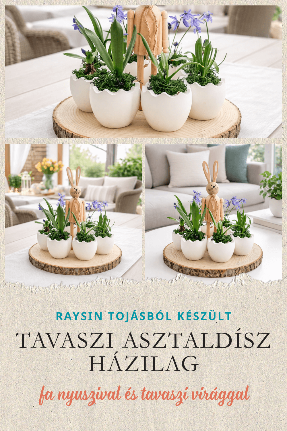 TAVASZI ASZTALDÍSZ HÁZILAG – RAYSIN HÚSVÉTI DEKORÁCIÓ ASZTALRA FA NYUSZIVAL