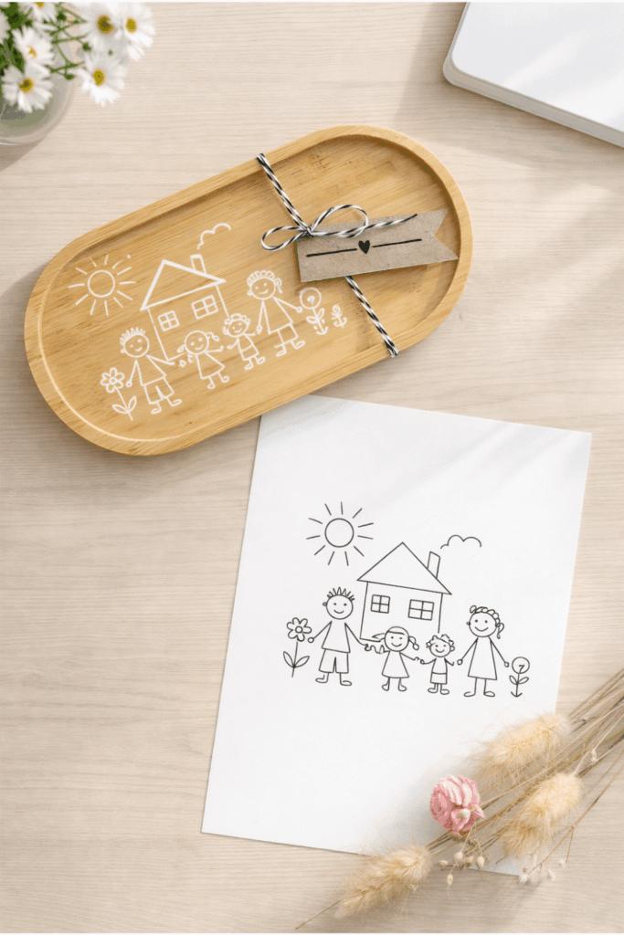 EGYEDI AJÁNDÉK ANYUKÁKNAK – BAMBUSZ TÁLCA UV DTF MATRICÁVAL