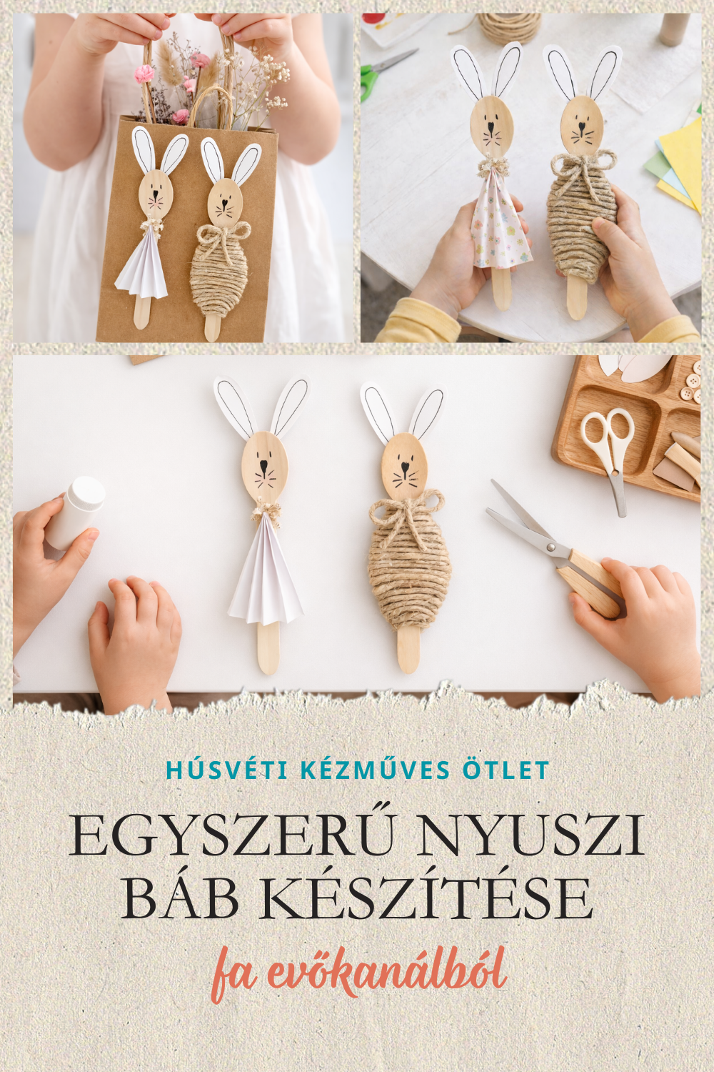 HÚSVÉTI KÉZMŰVES ÖTLET GYEREKEKNEK – EGYSZERŰ NYUSZI BÁB KÉSZÍTÉSE FA KANÁLBÓL