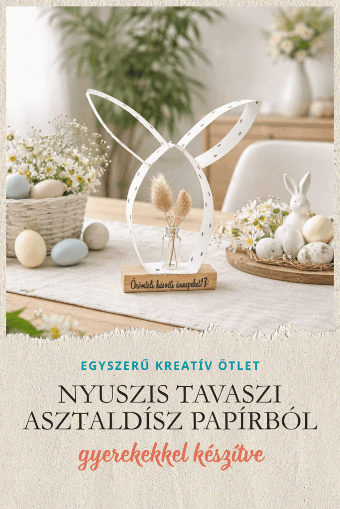 HÚSVÉTI KÉZMŰVESKEDÉS GYEREKEKKEL – NYUSZIS TAVASZI ASZTALDÍSZ PAPÍRBÓL