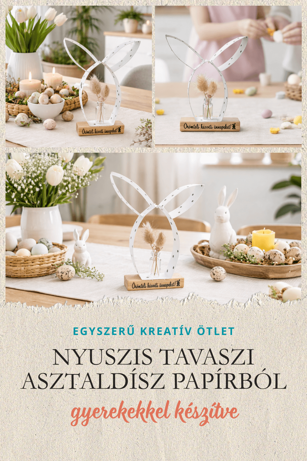 HÚSVÉTI KÉZMŰVESKEDÉS GYEREKEKKEL – NYUSZIS TAVASZI ASZTALDÍSZ PAPÍRBÓL