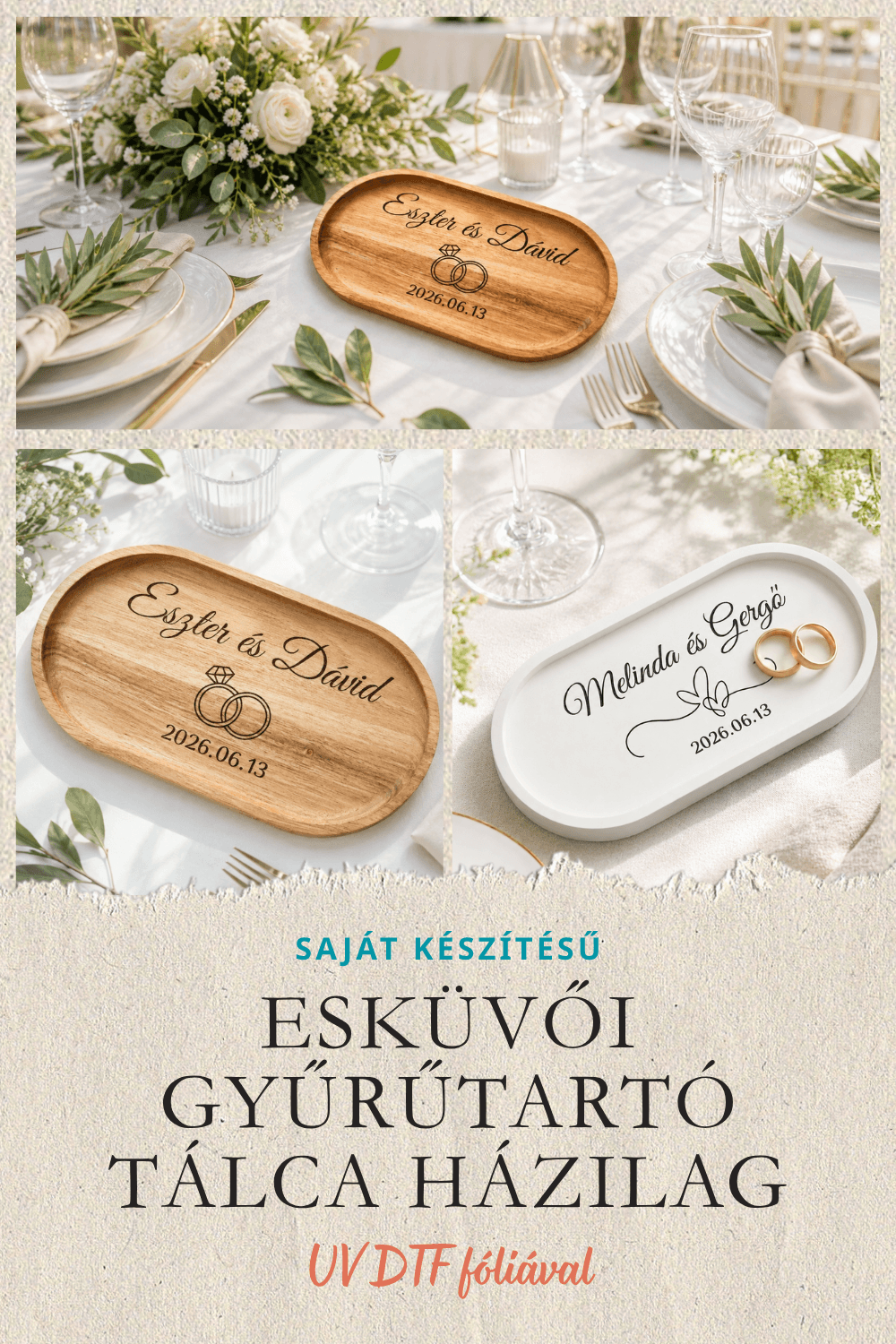 ESKÜVŐI GYŰRŰTARTÓ TÁLCA HÁZILAG – ELEGÁNS DIY A GYŰRŰPÁRNA HELYETT
