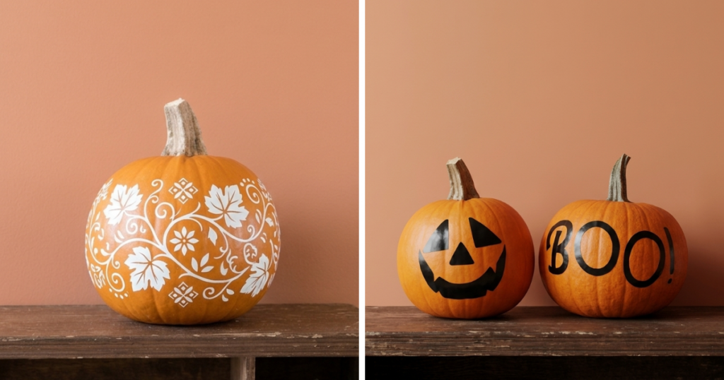 Halloween dekoráció házilag - Tökfaragás helyett díszített tök Cricut fóliával